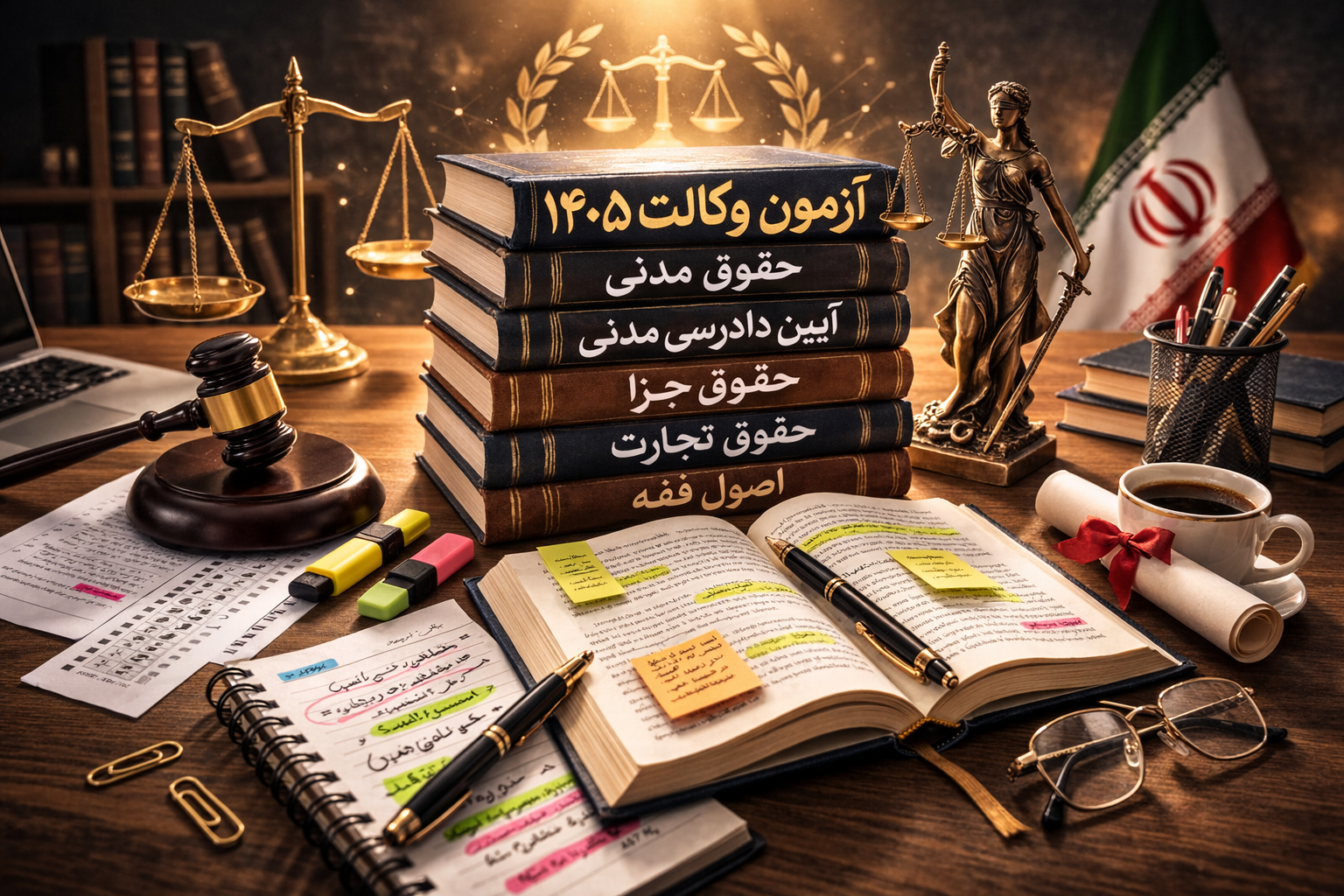 منابع آزمون وکالت ۱۴۰۵ – حقوق مدنی، جزا، تجارت و فقه