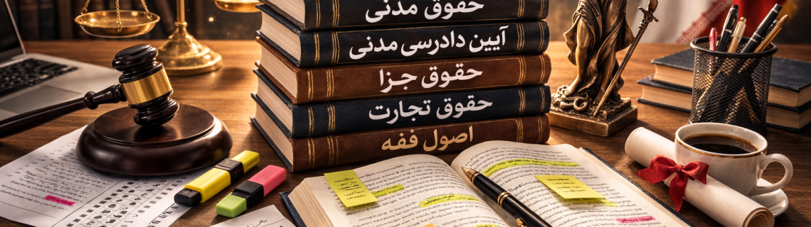 منابع آزمون وکالت ۱۴۰۵ – حقوق مدنی، جزا، تجارت و فقه